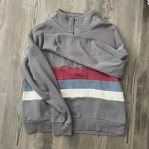 striped quarter zip sweatshirt